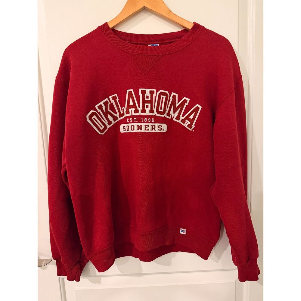 Russell Athletic Oklahoma Sooners OU Crimson Appliqué Crewneck Sweatshirt Small